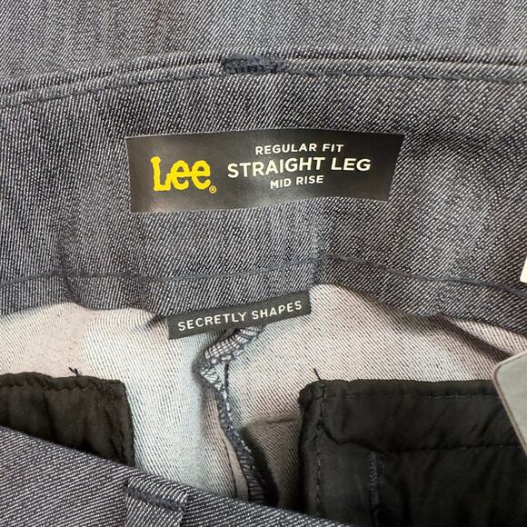 Lee Mid Rise Straight Leg Stretchy Shaping Pants WMNS 10M Gray Regular Fit Work - Picture 4 of 11